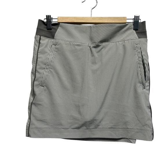 Athleta Pants - Athleta Women Skort Gray Striped Size 8 Pockets‎ Pickleball Tennis Athleisure